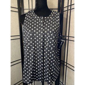 Allie & Rob Sleeveless Knit Polka Dot Button Down Size M NWT